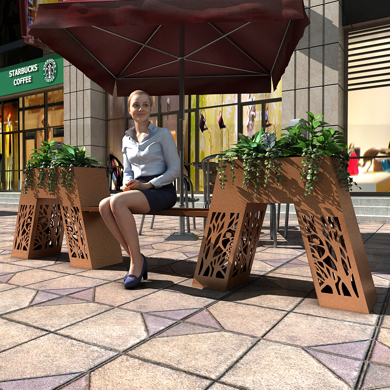 Sample house exhibition center outdoor flower box fence combination milk tea shop hotel flower bed real estate flower trough outdoor commercial street seat