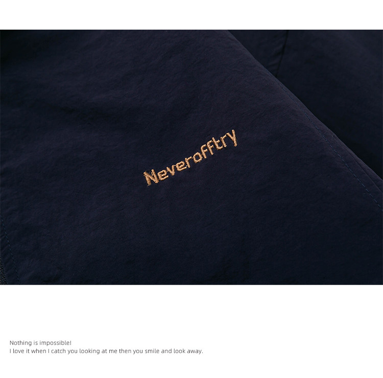 Джинсовая рубашка efrp百搭纯色立领外套男春秋款薄款夹克拉链开衩下摆小众设计感