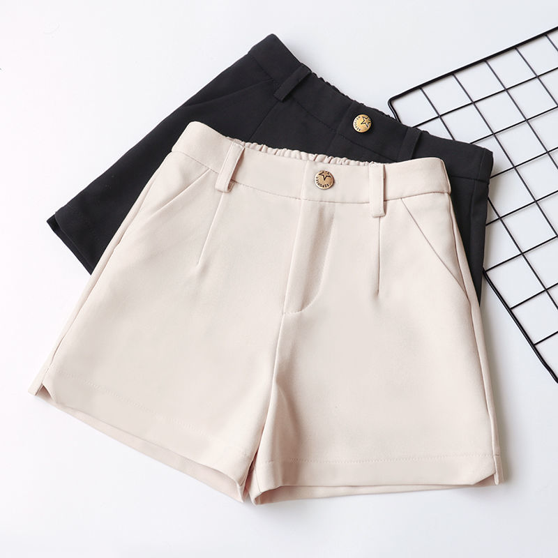 2023 Summer New Shorts Woman High Waist A Character Broadlegged Pants Autumn Fit 100 Lap Loose Waist Loose Casual Western Clothing Pants-Taobao