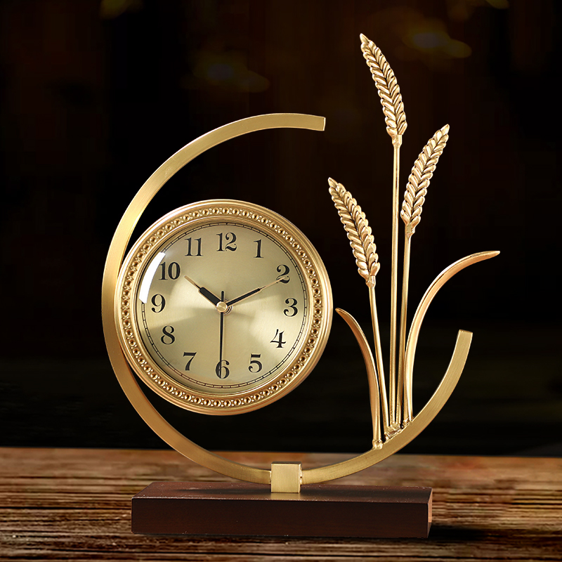 Swissi Ping An 卓上時計リビングルームのデスクトップ銅時計クリエイティブ置時計家の装飾装飾品サイレントデスクトップクォーツ時計