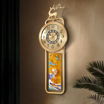New Chinese pure copper clock hanging bell light luxury living room home fashion 2022 new Chinese wind atmosphere hanging wall clock