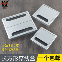 Computer Office Desktop Threading Box Hole Cover Wire Box Aluminum Alloy Desk Wire Outlet Routing Hole Cover Rectangular Double Open
