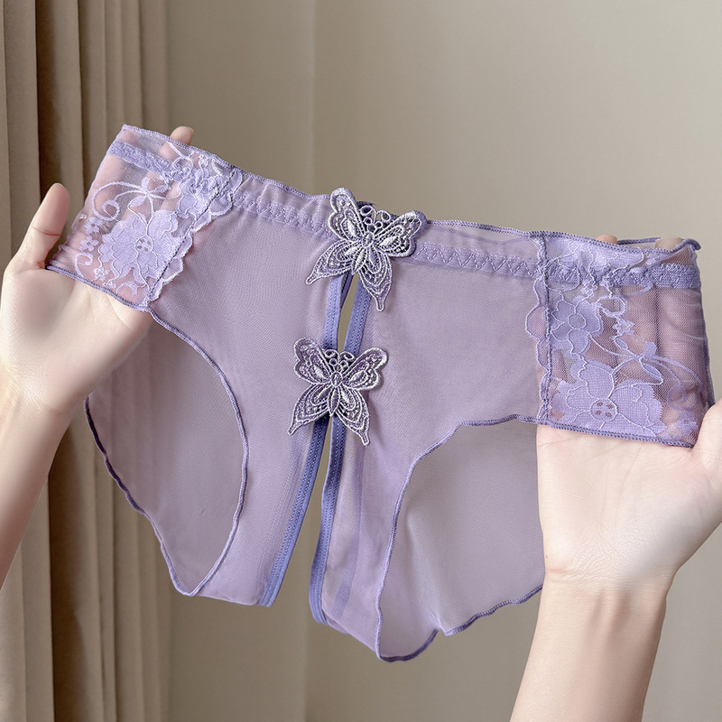 Sexy Women's Lace Panties with Open Crotch and Hollow-Out Design, Alluring for Husband, No Need to Take Off Sexy Women's Lace Panties with Open Crotch and Hollow-Out Design, Alluring for Husband, No Need to Take Off