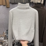 Бархатная рубашка, приятный телу демисезонный двусторонний бархатный лонгслив, высокий воротник, в корейском стиле, свободный крой, увеличенная толщина