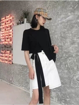 Large size womens clothing suitable for fat peoples micro-fat suit Womens Slim Heart Machine Shade suit Skirt Loose two sets for summer