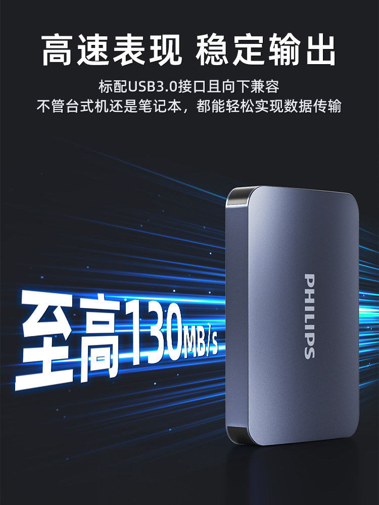 Philips Official Genuine Product Mobile Hard Drive High-Speed 2t Large Capacity 1t Storage Computer USB Interface Mobile Phone Camera