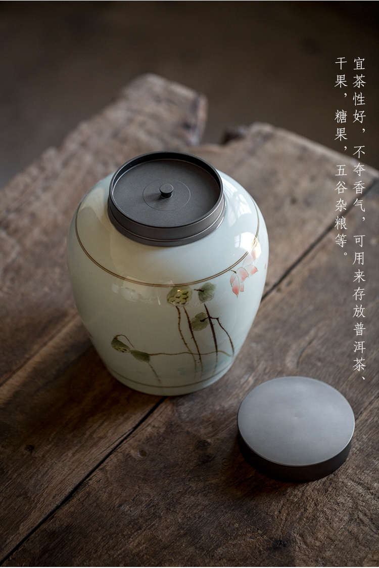 Dream ShuYu rhyme large antique hand - made ceramic sealed ceramic pot of pu 'er caddy fixings wake receives Chinese wind furnishing articles