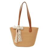 Вместительная и большая соломенная сумка через плечо, пляжная корзина, пляжный стиль