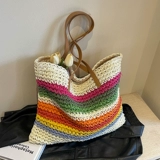 Вместительная и большая соломенная сумка через плечо, пляжная портативная сумка для путешествий, сумка на одно плечо