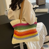 Вместительная и большая соломенная сумка через плечо, пляжная портативная сумка для путешествий, сумка на одно плечо