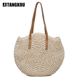 Вместительная и большая модная плетеная соломенная сумка на одно плечо