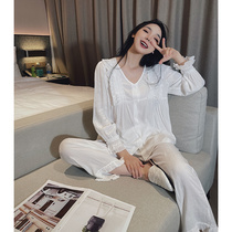 Home Deer Deer Long Sleeve Princess Wind Pyjamas Woman Pure Shuttle Textured Cotton Two Sets Spring Autumn Season New Sweet home Suits Suit