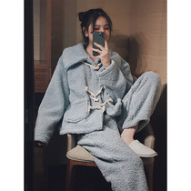 House deer original winter coral velvet pajamas ladies thick plus velvet can wear outside winter cute home clothes set