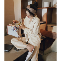 Home Deer Deer Sleeping Dressing Woman Winter Thickened Triple Clip Cotton Turd Collar Two-piece Set Plus Suede Warm Casual Home Clothing