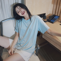 Home Deer Deer Short Sleeve Thin summer pyjamas woman Jane approachable Pure Color Casual Loose home Exterior Wear Suits