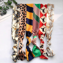 South Korea ins2019 Career fine narrow strip decorated in spring and autumn printed silk scarlet woman 100 lap scarves