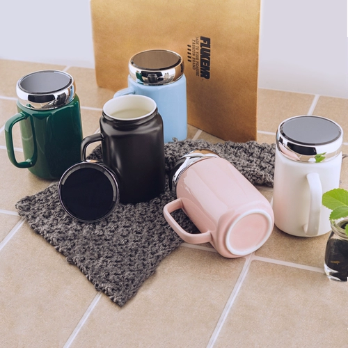 Кофейный керамический европейский стиль Марк чашка водяной чашки зеркала пара Кубка Spoon Office Cup Cup House Cup крышка