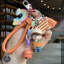 Creative cartoon couple a pair of keychains female Korean cute car key chain pendant girl school bag pendant