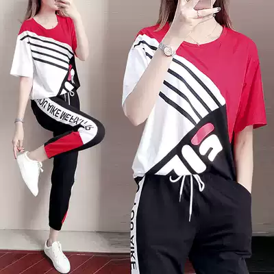 Tide brand sportswear suit women 2021 summer New loose Korean casual fashion drag dance short sleeve two-piece set