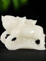 Natural jade twelve zodiac signs fortune pig ornaments living room wine cabinet home living room entrance office desktop decoration