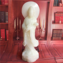 Natural Jade Guanyin ornaments Buddha statue New Chinese home living room entrance Office wine cabinet desktop fortune decoration