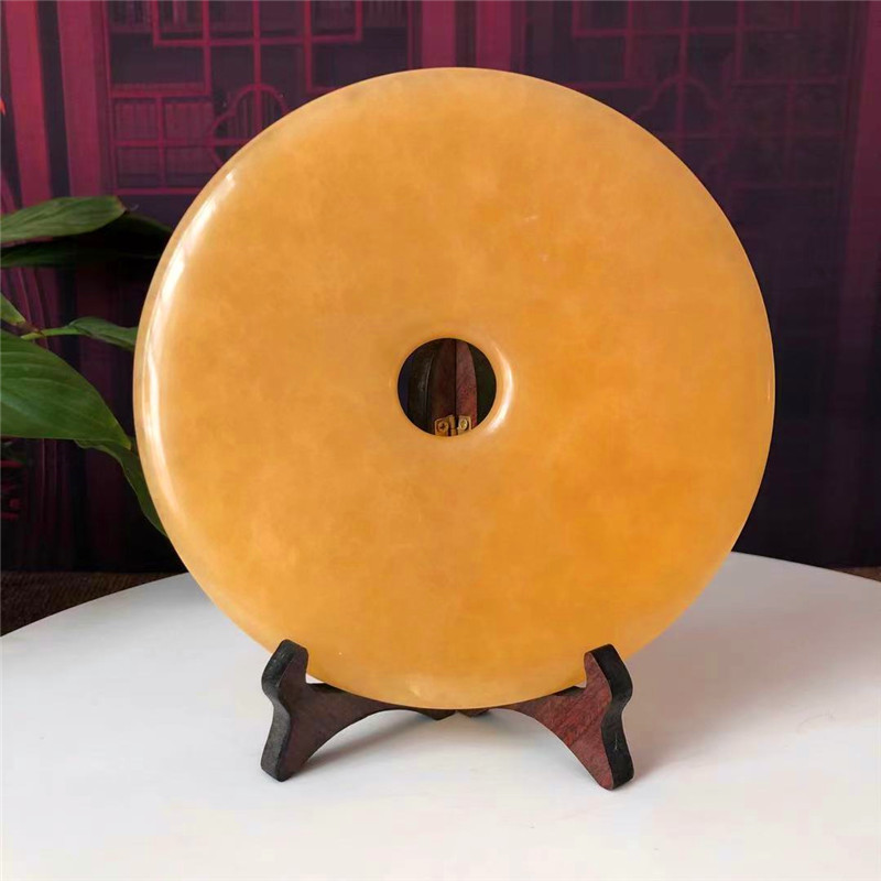 Natural jade big peace buckle ornament home living room entrance new Chinese zhao cai office desktop opening gifts