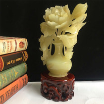 Afghan lotus vase ornaments new Chinese living room entrance wine cabinet office desktop gift jade decorations