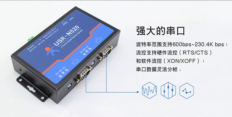 Máy chủ cổng nối tiếp kép RS232/485 sang mô-đun Ethernet mạng truyền thông công nghiệp cổng nối tiếp có người lái đến cổng mạng USR-N520-h7-6