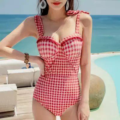 2021 new one-piece swimwear Japanese Korean style sexy backless triangle high waist conservative thin ins style swimsuit women