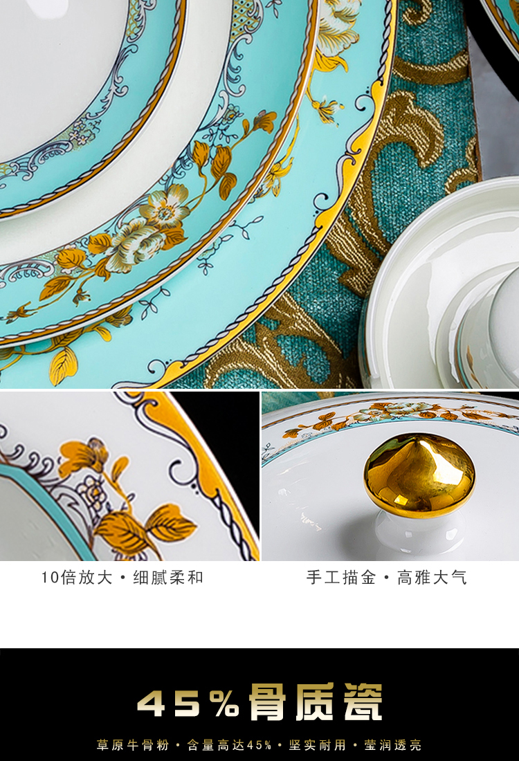 The dishes suit European top - grade jingdezhen ceramics tableware suit dishes with ipads porcelain bowl chopsticks combination