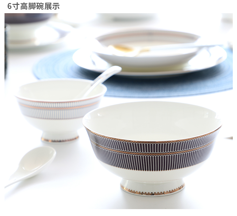 Tangshan ipads bowls disc suit household modern light much bread and butter plate combination tableware ceramic bowl chopsticks 60 head box