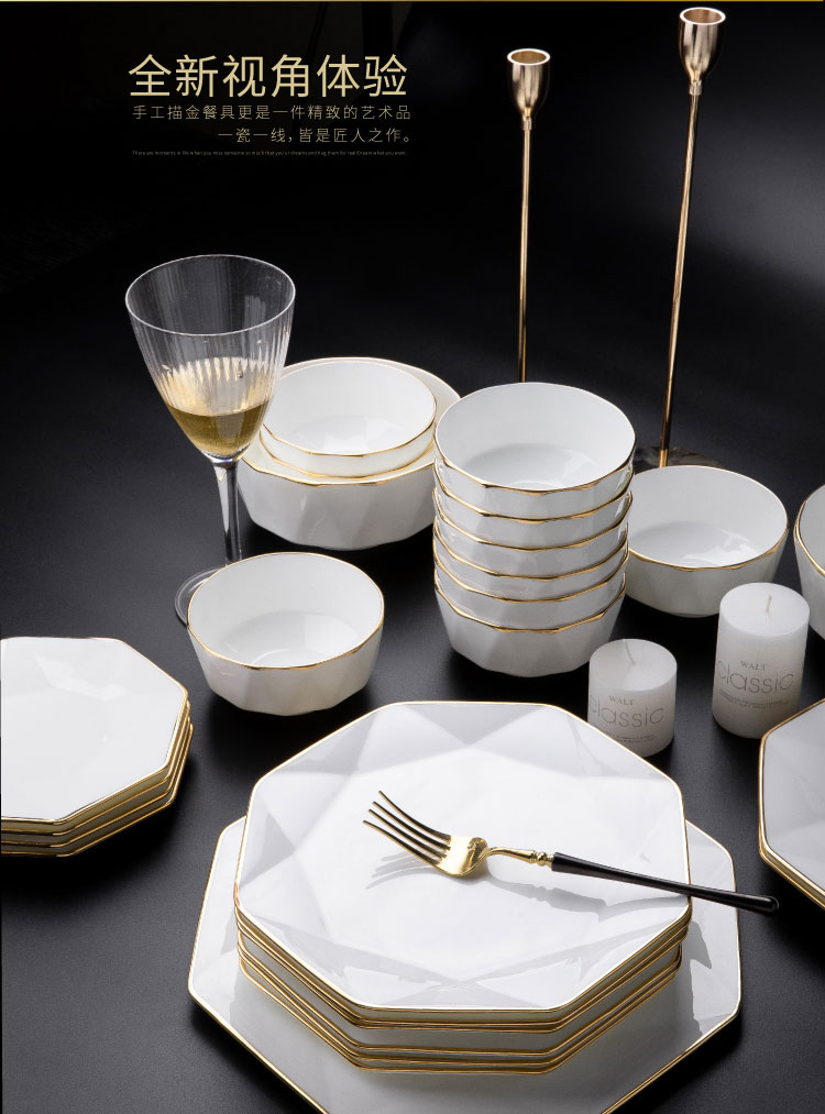 Wooden house product jingdezhen ipads China up phnom penh dish suits for modern tableware light key-2 luxury high - grade contracted household northern Europe