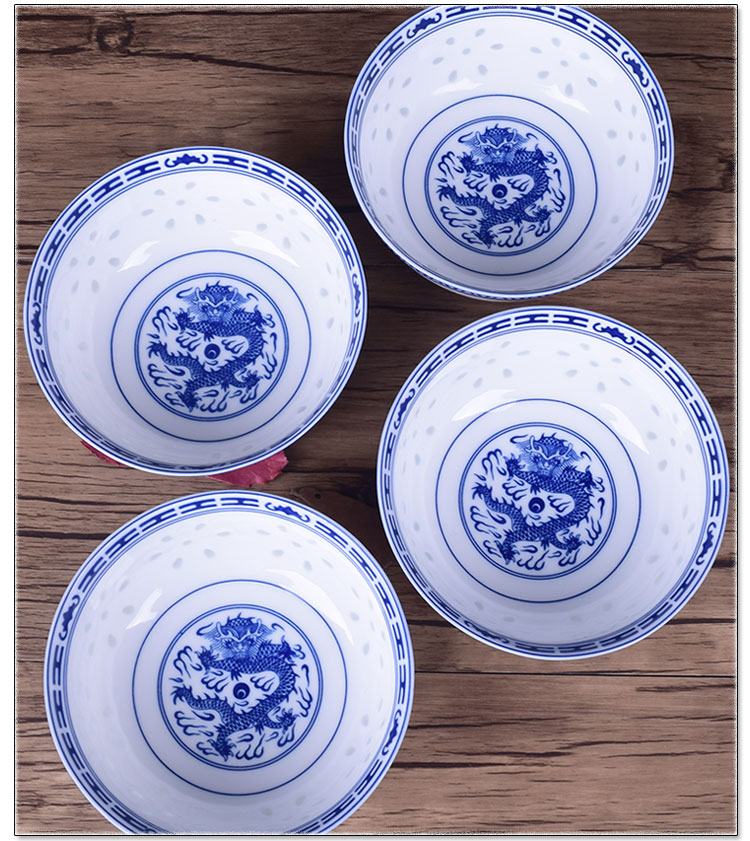 High - grade jingdezhen blue and white porcelain bowls ceramic bowl Chinese style restoring ancient ways is the an old - fashioned nostalgic household suit 10 exquisite dishes