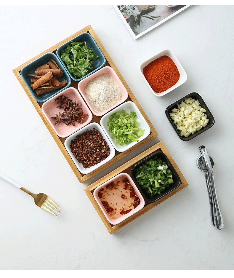 The Nordic idea Japanese bamboo frame ltd. ceramic foot bath hotels dip seasoning ingredients hotpot snacks flavor dishes