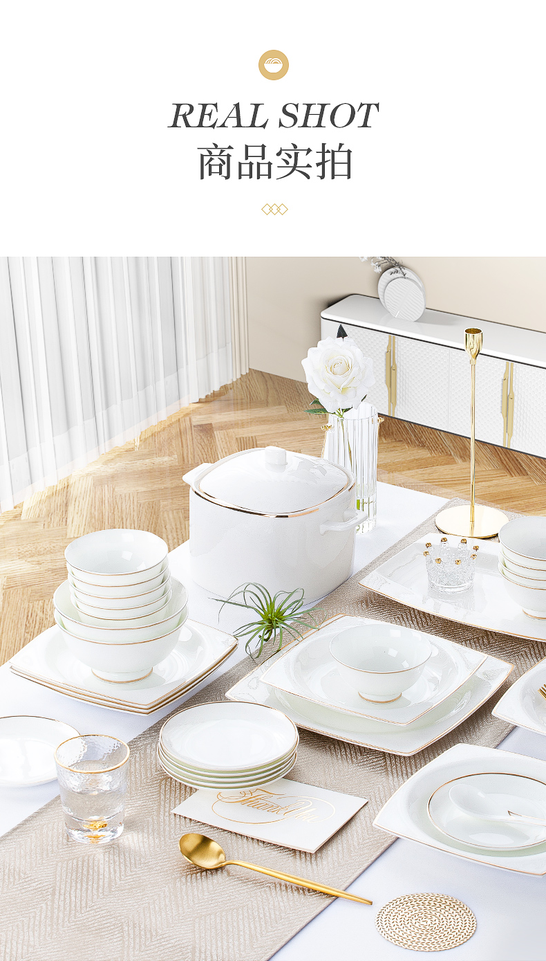 Wooden house product dishes suit household light dishes combine European key-2 luxury of jingdezhen ceramics ipads porcelain tableware housewarming