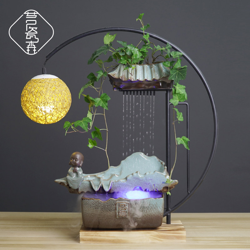 Ceramic water machine lucky Chinese ornaments humidifier fountain home office decorations opening housewarming gifts