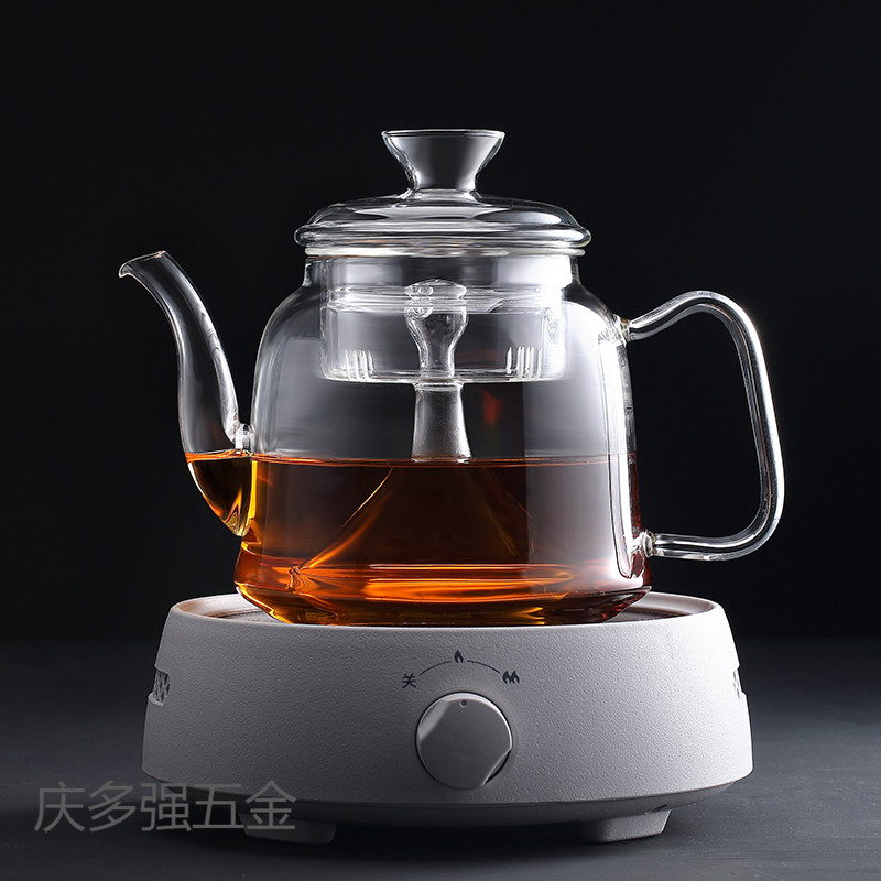 Black Crystal Furnace Cooking Tea With Steam Teapot Glass Steam Black Tea Steamed Tea Machine Home Pu-erh Tea Furniture Set Group Wellness Pot