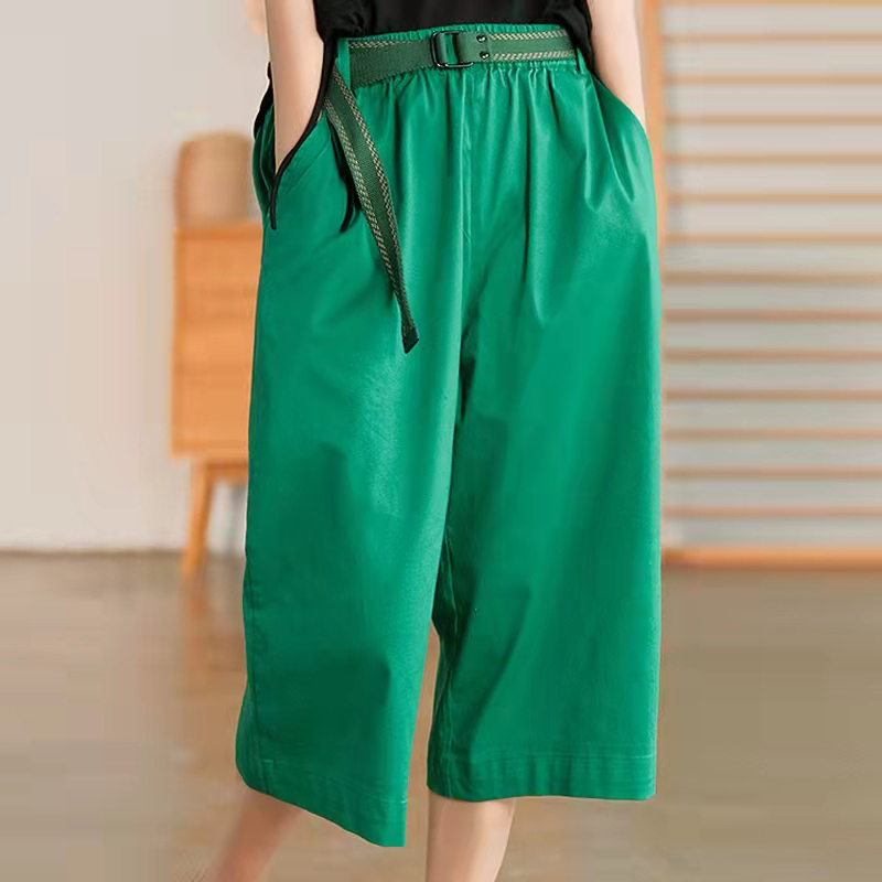 Women's Summer Thin Cropped Pants 2026 New Style Casual Pants Plus Size Knee-Length Shorts Straight Wide-Leg Pants