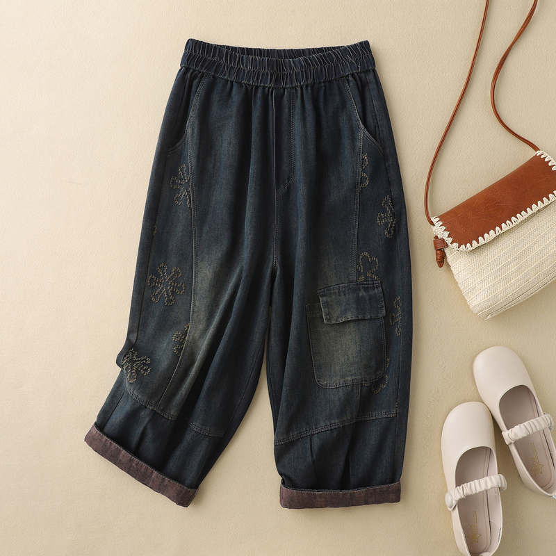 Harem Jeans for Women, Summer Thin Cropped Pants, 2026 New Style, Mom Carrot Pants, Plus Size Lantern Wide-Leg Pants