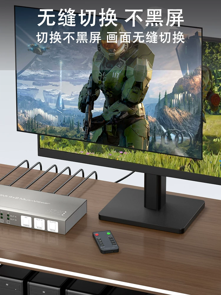 Разветвитель VPFET на четыре порта для экрана 4K: разделение экрана, 4 порта, переключение видео без задержки, не черный экран, дисплей четырехклассный, артефакт перемещения игры