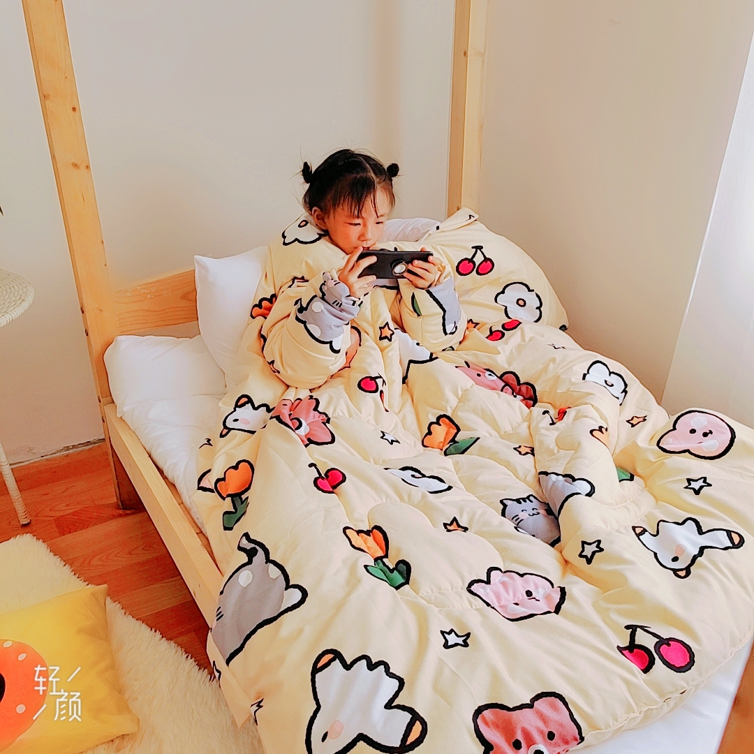 Lazy quilt winter sleeve spring and autumn middle school children dormitory single sleeping bag four seasons universal red dolphin children anti-kick quilt