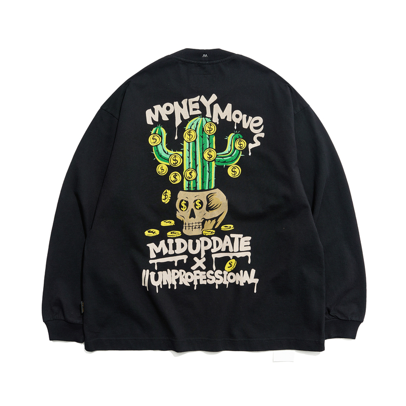 Midupdate Unprofessional 26Ss Collaboration Patchwork Pocket Skull Growth Print Long Sleeve T-Shirt