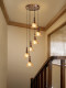New Chinese-Style Mid-Century Staircase Chandelier for Open-Plan Duplex Stairwell, Long-Line Minimalist Wooden Chandelier