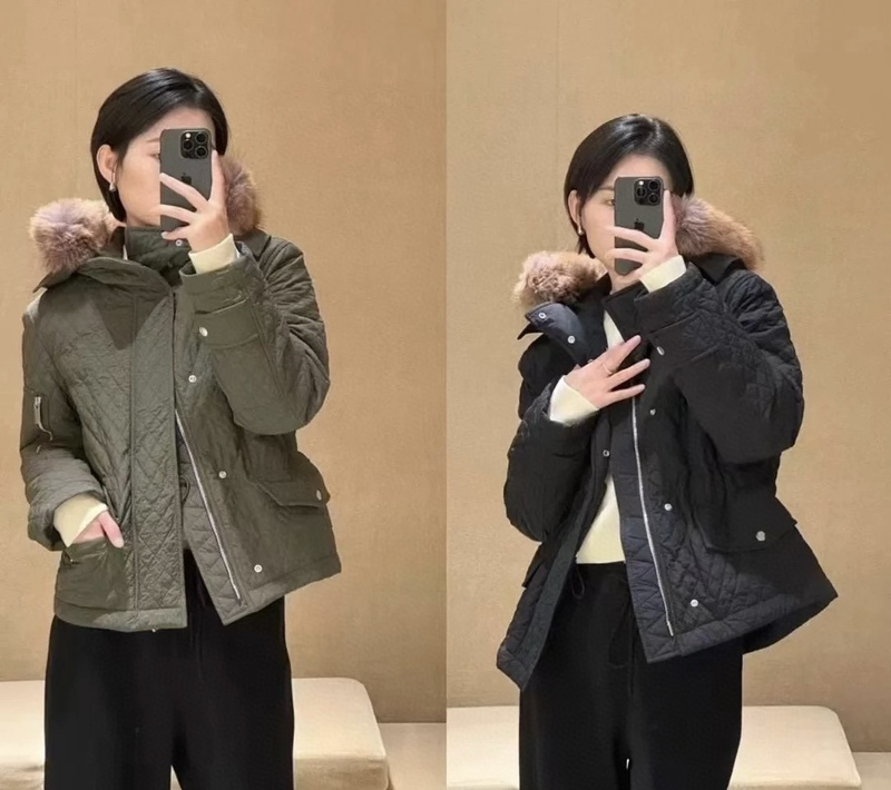 Autumn and Winter British Style B Quilted Mixed Cotton Jacket for Women, Short Detachable Hooded Thickened Warm Cotton Coat Jacket