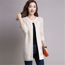 Korian Fall Women Cardigan Solid Color Hollow Out Sweaters