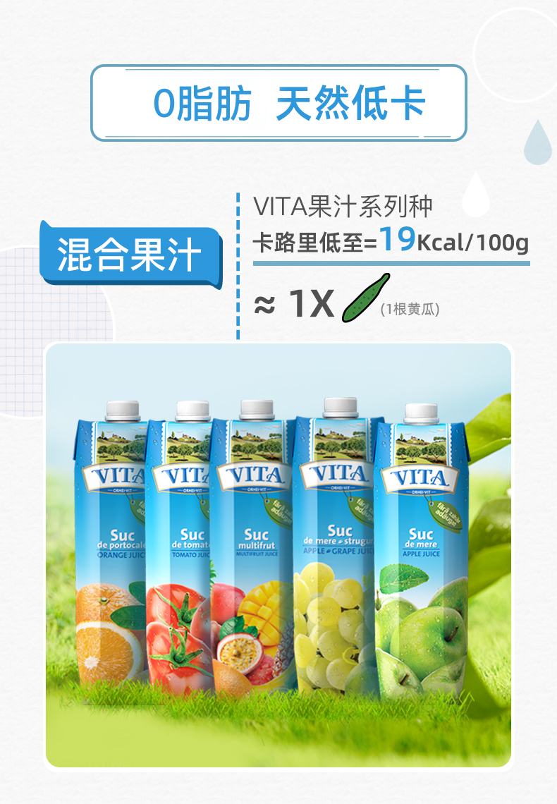 摩尔多瓦进口 VITA NFC无糖果汁 1L*5件 图5