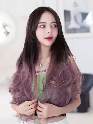 Color wigs female one-piece untraceless hair clip herself to take long curly hair big waves lifelike invisible curls