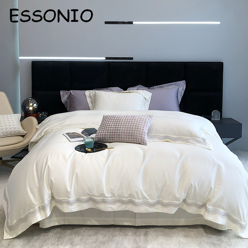 ESSONIO High-end Egyptian Long Queen Cotton Four Pieces of Light Luxury All Cotton Bed Sheets