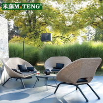 Nordic Terrace Outdoor Sofa Villa CourtyDesigner Three-Person Balcony Virgin Cottage Cottage Chair