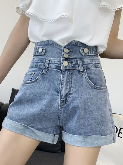 Джинсовые шорты с высокой талией для женщин, лето 2025, новинка большого размера, толстые мм, модные утягивающие черные шорты трапециевидной формы в корейском стиле